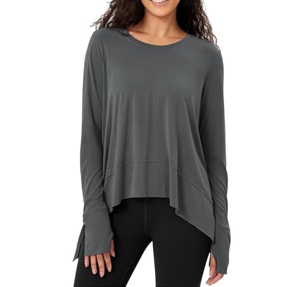 NWT UEU Size 2XL Casual Long Sleeve Top in Gray Lightweight Lounge Gym Workout